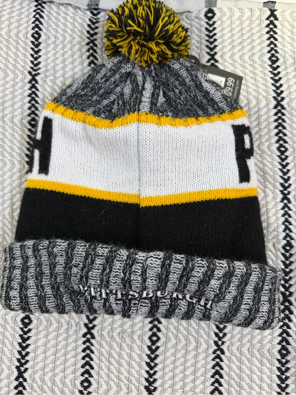 Pittsburgh Knit Pom Beanie in Black & Yellow